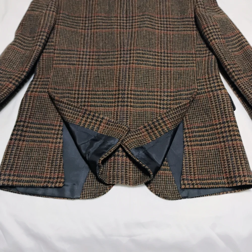 Men's Short Stature/Boys Husky John Weitz Vintage Brown Plaid Blazer - Picture 9 of 16
